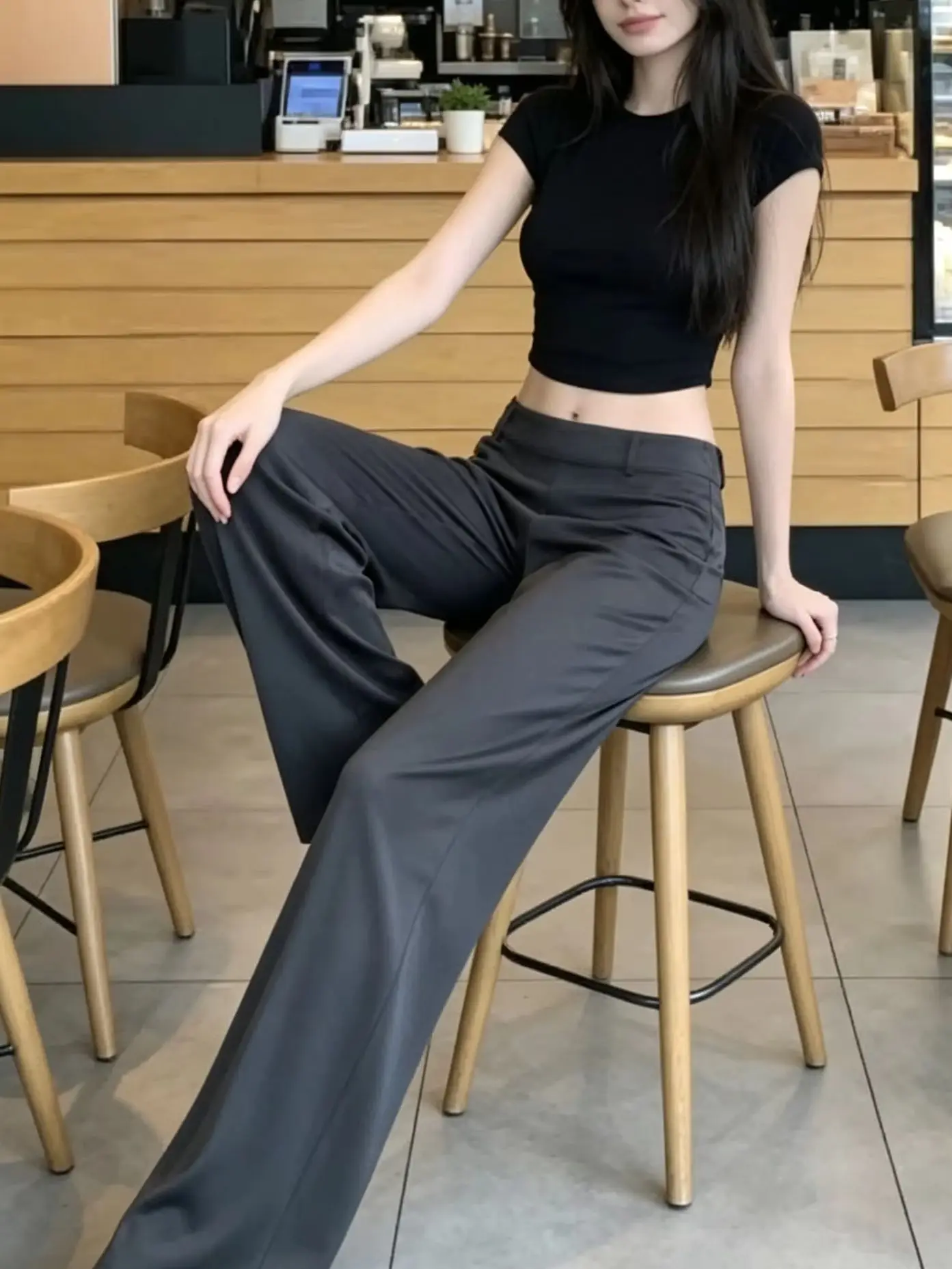 Damen Slim Fit Casual Yoga-Hose Schlaghose Y2K Hüftliftend Modische Neue Kleidung