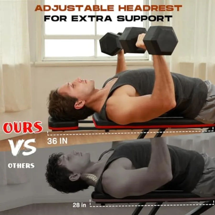880LB 용량의 조절 가능한 웨이트 벤치와 전신 근력 훈련을 위한 확장형 헤드레스트: 접이식 디자인으로 홈트레이닝에 이상적