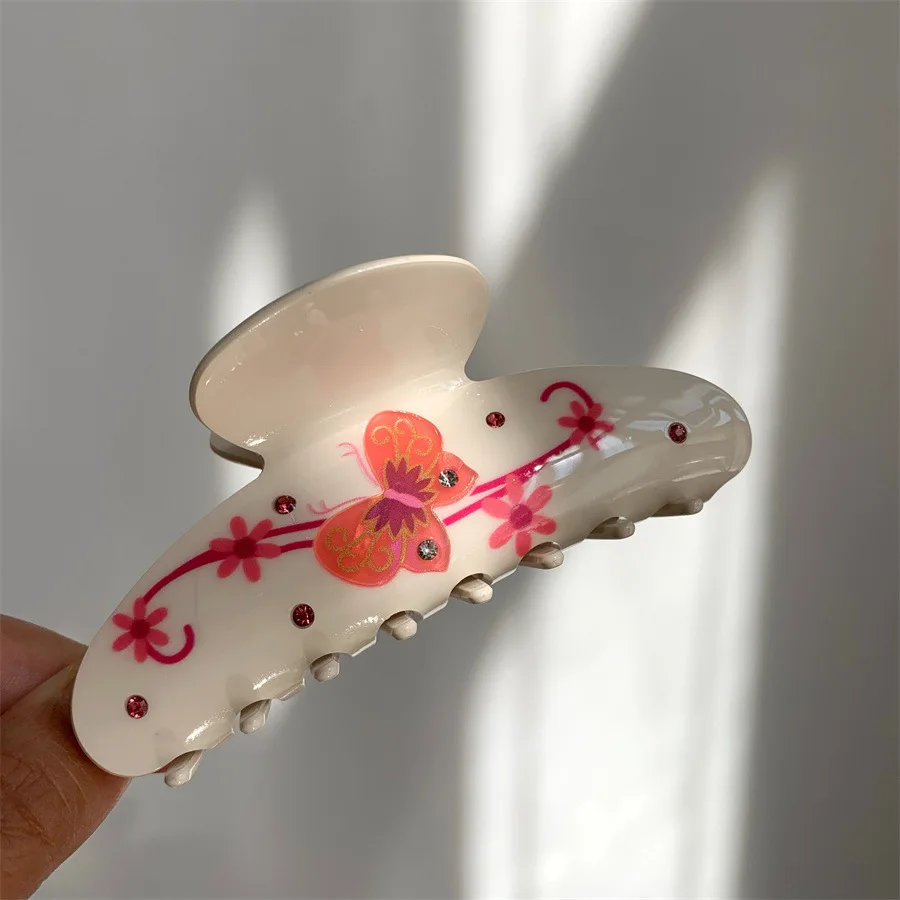 

NEW 10.5CM Butterfly Bee Flower Acetate Hair Claw Pastoral Style Claw Clips Summer Hair Clips for Women Girls Hair Accessories