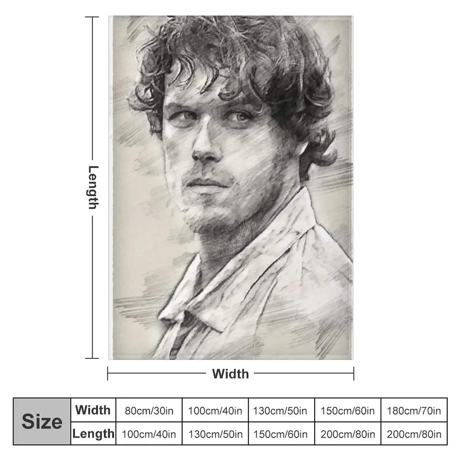 Sam Heughan - Jamie Fraser Throw Blanket For Decorative Sofa Bed linens Moving Blankets