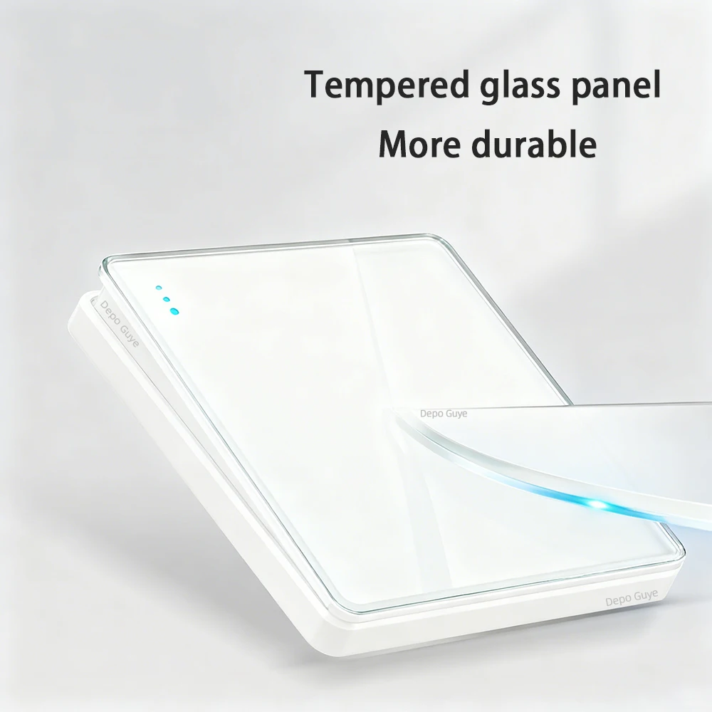 White tempered glass 2Way Wall light switch,UK Wall 18W Type-C Fast Charging usb socket,Universal Electrical outlet plug 220V