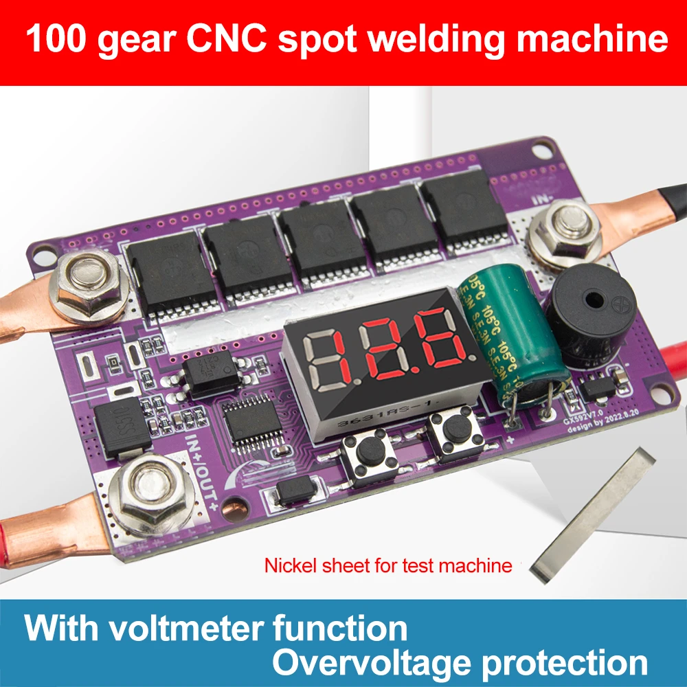 

Spot Welder DIY Kit 100 Gears of Power Adjustable Spots Welding Control Board for Welding 18650 Battery 0.1-0.15mm Nickel Sheet