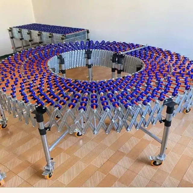 

Telescopic conveyor unpowered slide unloading slide semi-automatic unloading transmission belt