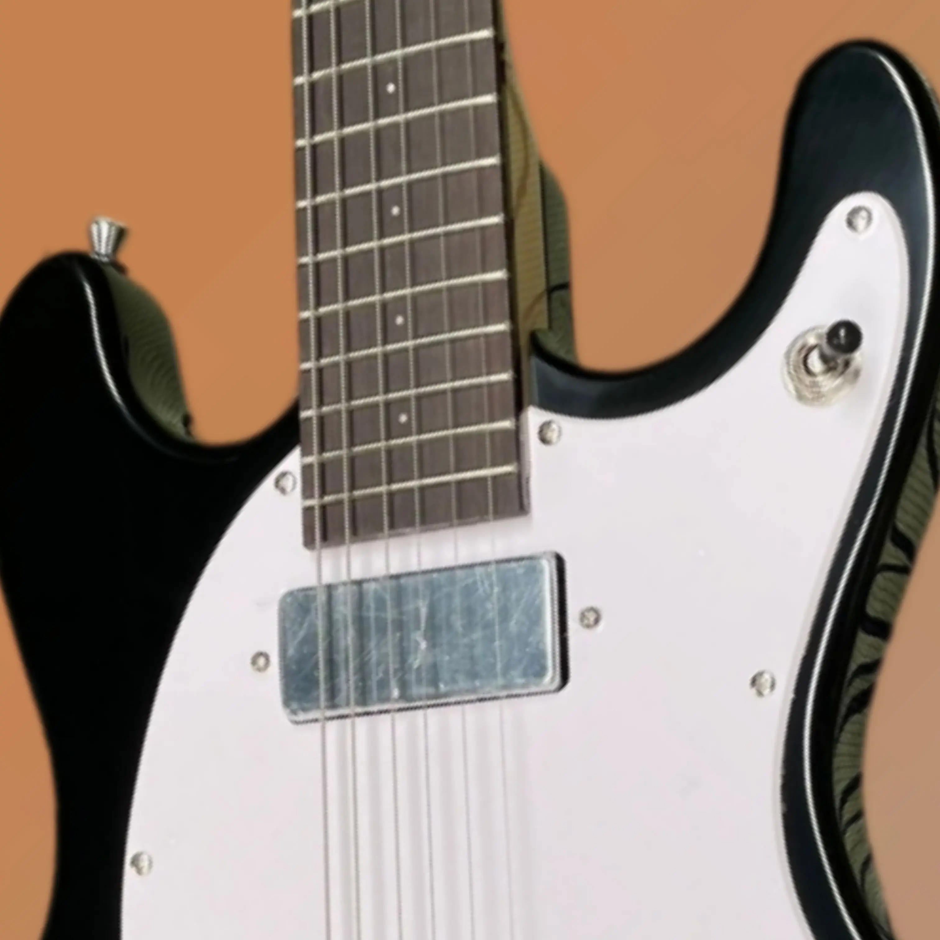 6 String Solid Vintage Style Electric Guitar,Gloss Black Finish,White Pickguard Guitars,Sliver Hardware Stage Display Guitarra
