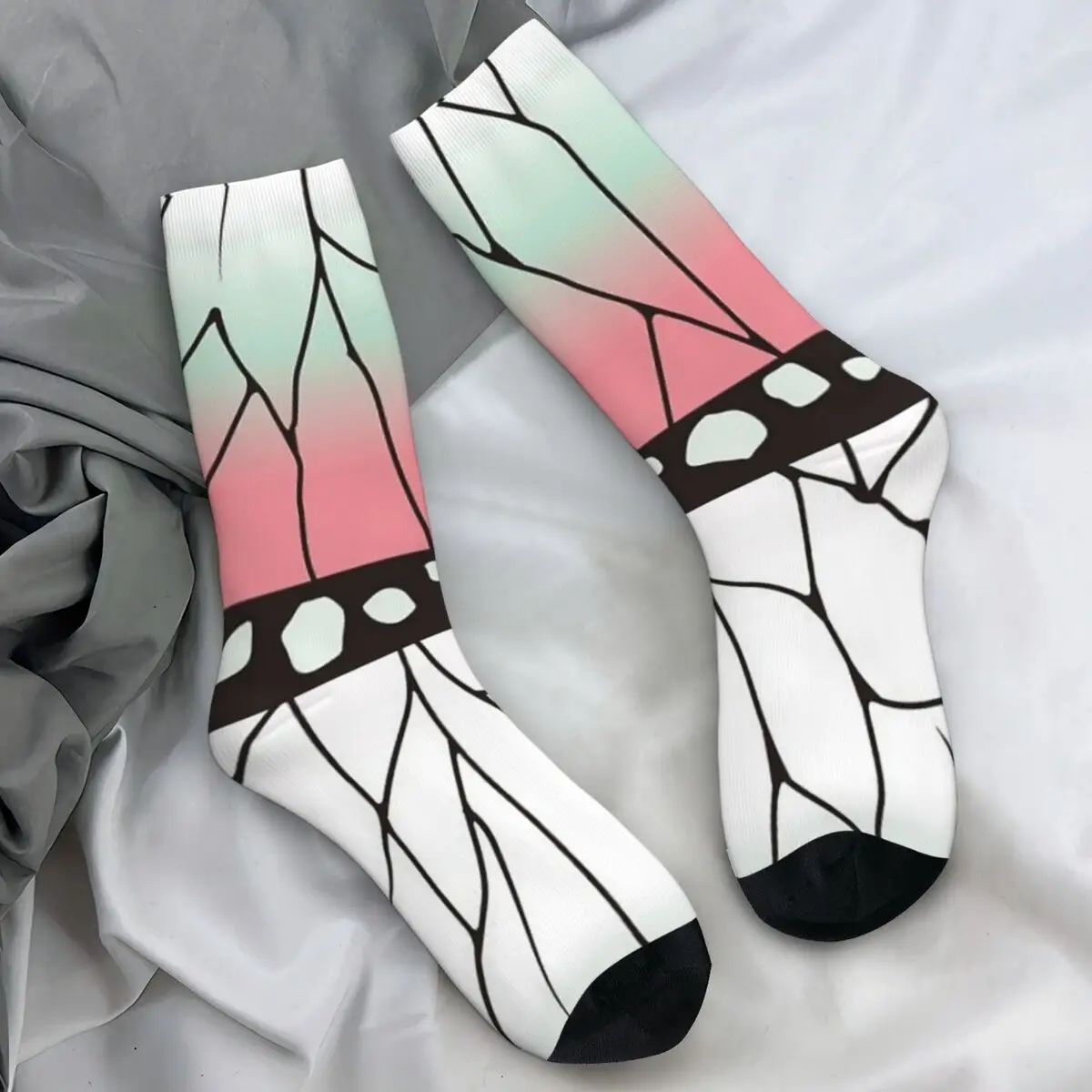 Adults Men Socks Shinobu Kochou Butterfly Demon Slayer Kimetsu No Yaiba Anime Stockings Autumn Medium Socks Anti Bacterial Socks