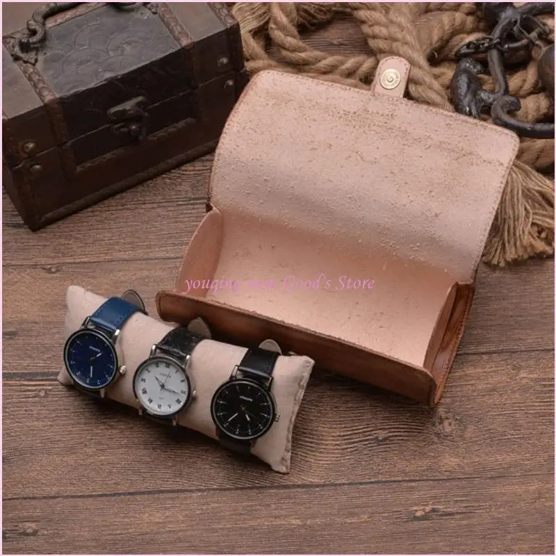 57QA Luxury Velvets Interior Watch Box Multifuncional 2/3 Grids Cowhide Watch Box