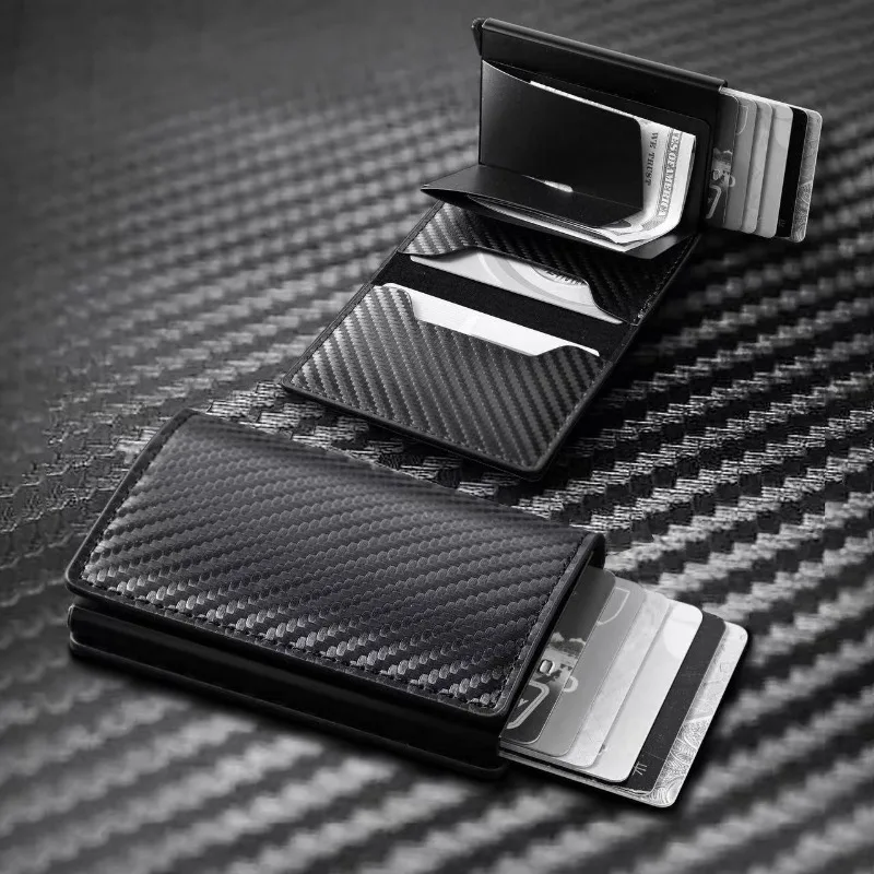 

RFID Blocking Men's Wallet with Multiple Card Slots, Ultra Slim Carbon Fiber Card and ID Holders