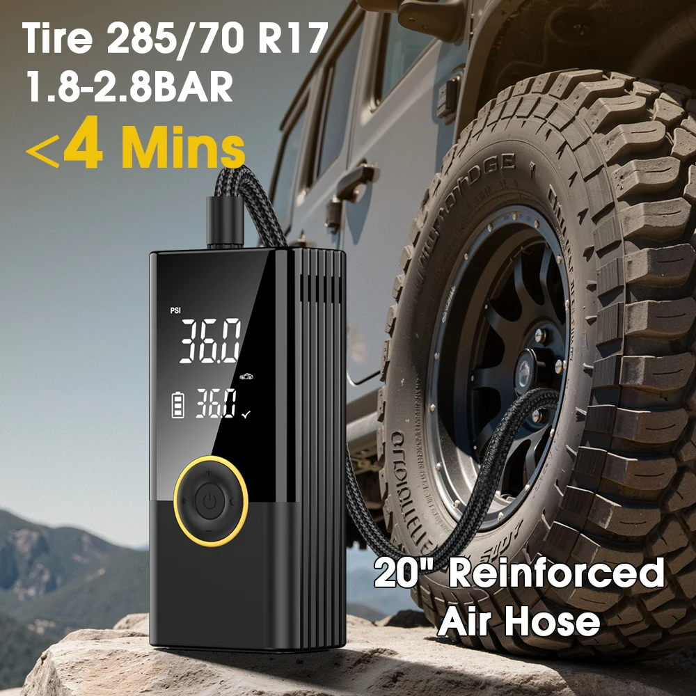 Carsun portable car tire air compressor, fast air pump, tire inflator, precise pressure air pump for motorcycle, bicycle ball.