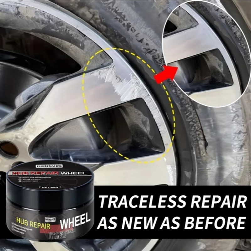 Kit de réparation universel pour moyeu de roue - Réparateur de rayures pour jantes en alliage, cire de réparation de rayures pour voiture, éliminateur de rayures et pâte de réparation de nettoyage