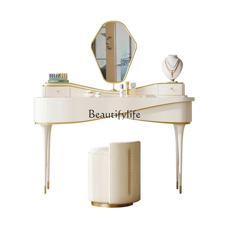

LJYCream style dresser bedroom ins style American light luxury style new creative solid wood makeup table