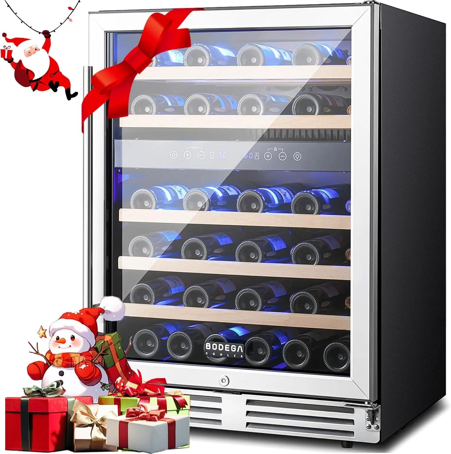 24 Inch Wine Cooler, Dual Zone Wine Fridge with Double-Layer Glass Door, wine cooler refrigerator with Digital