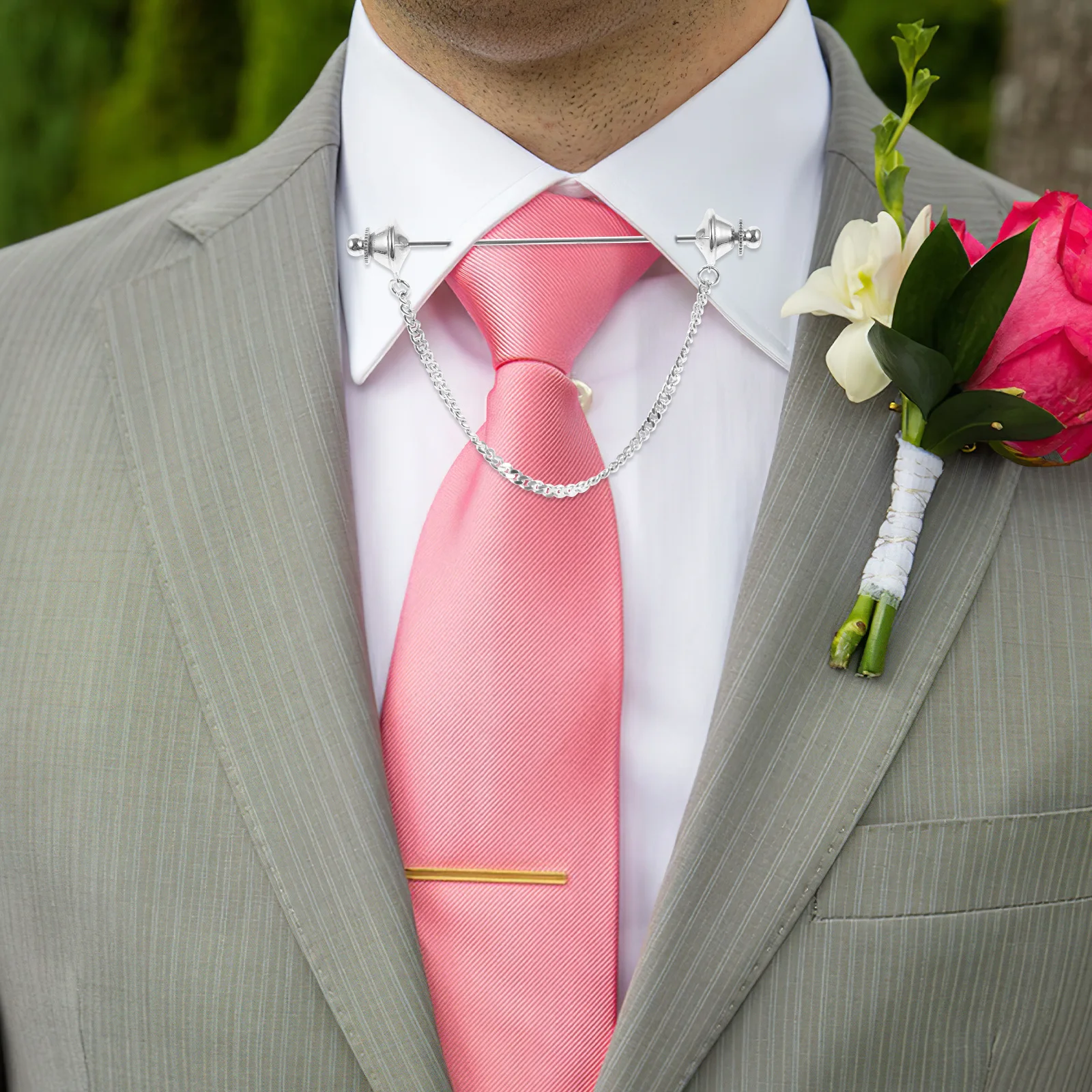 الرجال طوق دبوس سلسلة بروش معدني قميص ربطة العنق دبوس الزخرفية الملابس الأنيقة الديكور مأدبة الاحتفال