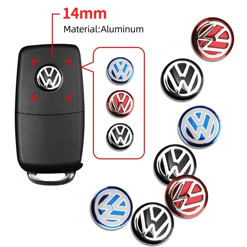 14 MILLIMETRI Auto Chiave A Distanza Adesivo In Alluminio Emblema Decorazione Della Decalcomania Per Volkswagen GTI VW Polo Golf Passat Tiguan Arteon Touareg Taigo