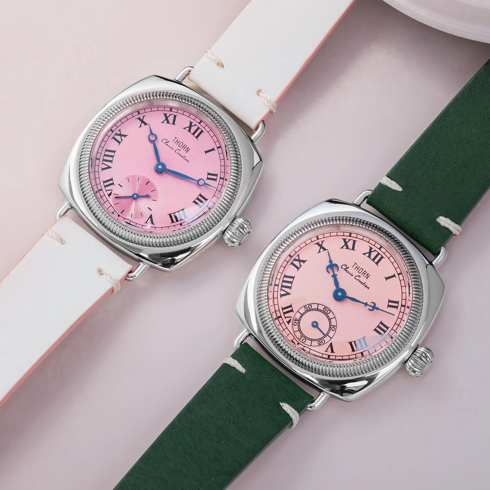 【T002】THORN watch pays tribute to classic oyster style antique pillow shaped watch, retro watch, men\'s and women\'s couple watch