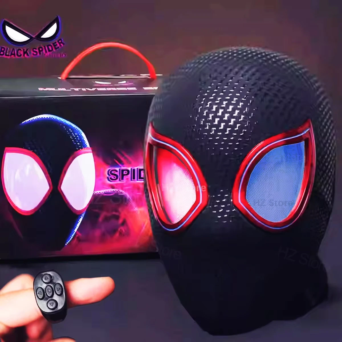 マスカラマイルズスパイダーマンヘッドギアコスプレ動く目電子