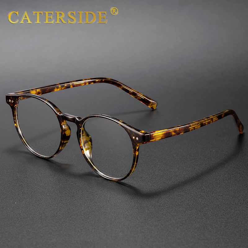 

CATERSIDE Vintage Round Men Glasses Frame High-Quality Brand Design Anti Blue Light Reading Glasses Women Optical Frame