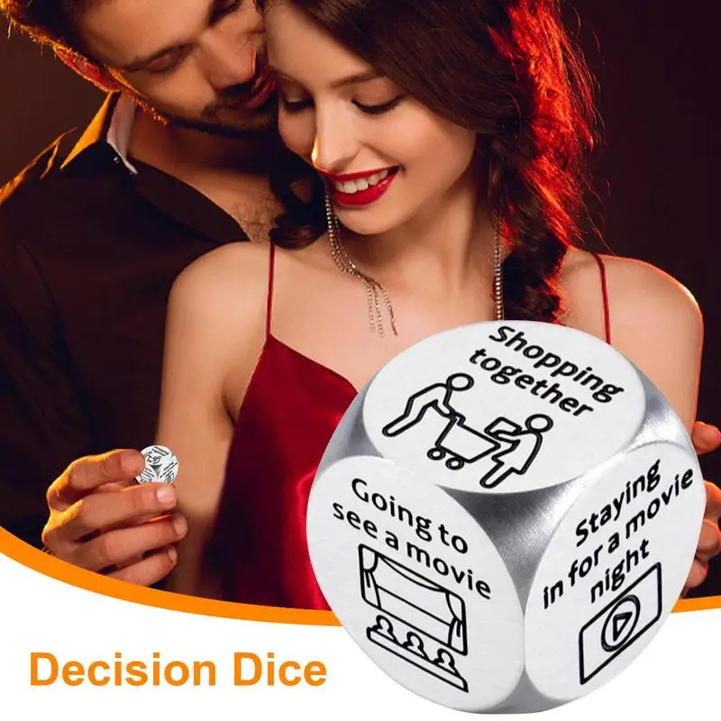 Date Dice For Couples Stainless Steel Choice Dice Fun Night Dating Decision Dice Choice-Making Tool For Boyfriend Girlfriend