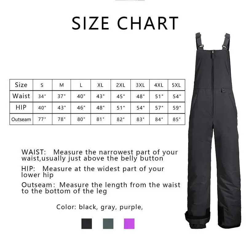 Insulated Ski Pants Overalls Ripstop Warm Insulated Snowboard Overalls Comfortable Snow Bibs Ski Pants For Men & Women S-4XL