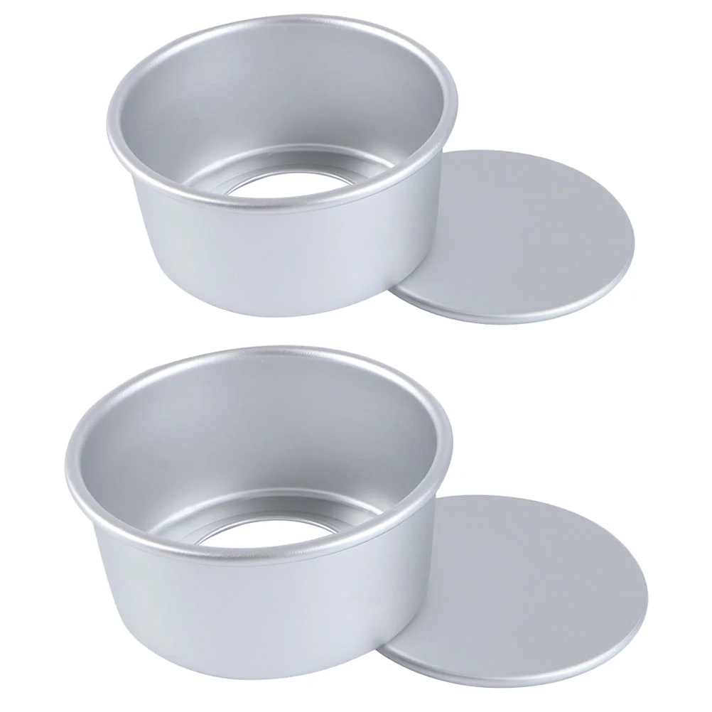 Dessert Cups 4-inch Anodized Living Bottom Mold Chiffon Round Baking Cake 8pcs Dishes for Oven Useful Silver Aluminum Alloy