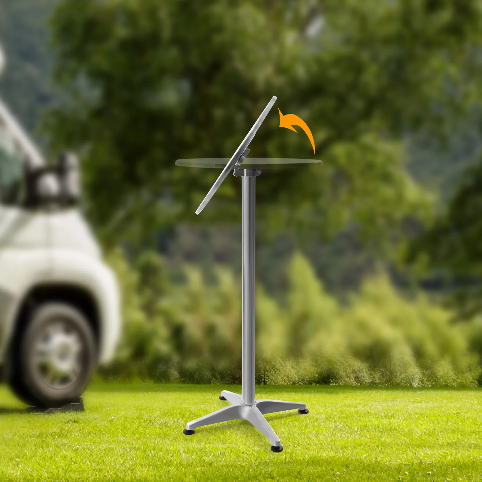 Stół barowy na zewnątrz, okrągłe biurko koktajlowe, składany stół pubowy Bistro, blat ze stali nierdzewnej do użytku w pomieszczeniach, kamperach, łodziach, kuchniach, restauracjach