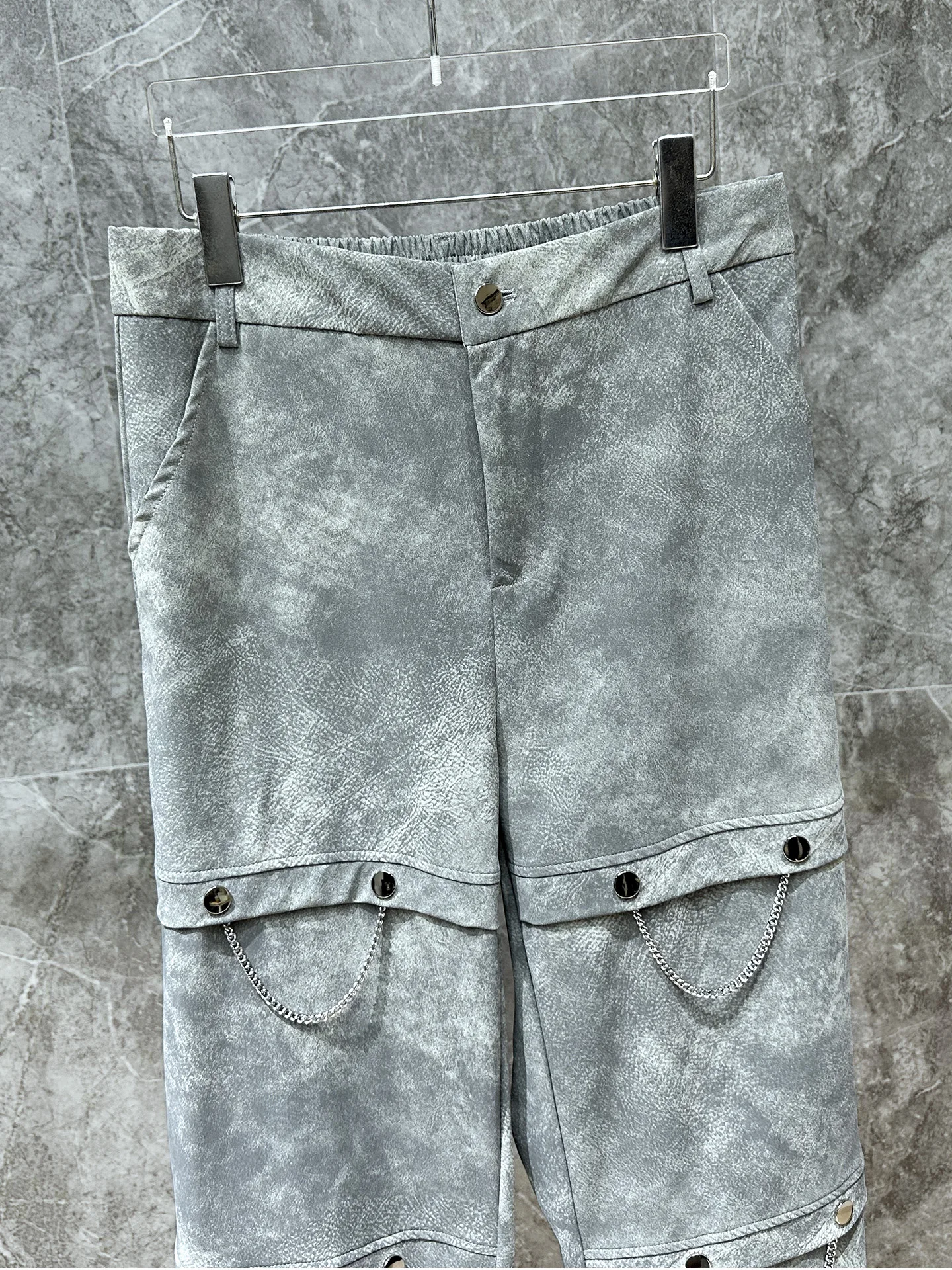 Men's 2025 Autumn New Retro PU Faux Leather Pants American Style High Street Design Trousers Handsome Trendy Metal Long Pants