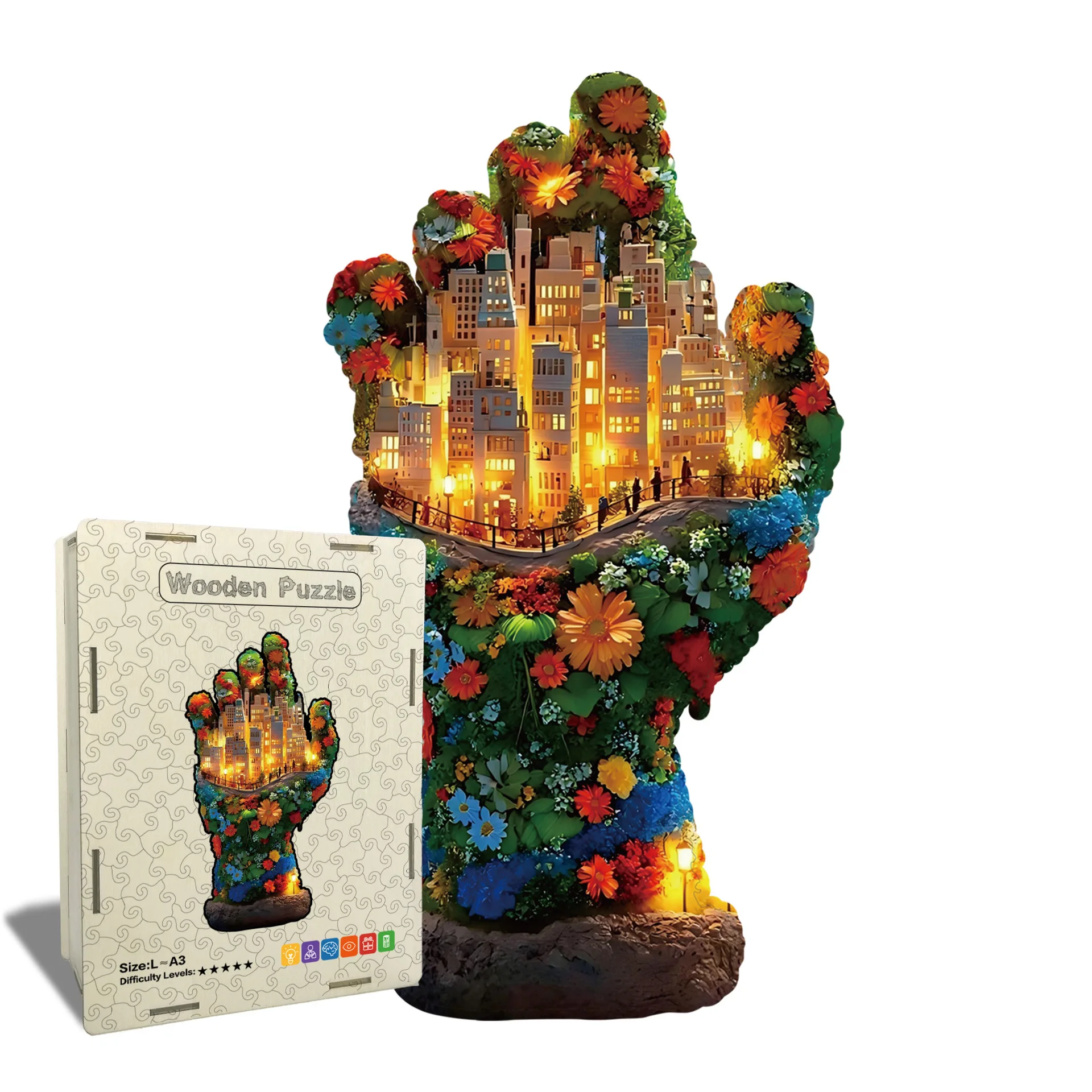 91/178 Stück Palm-Puzzle, Holzpalme, unregelmäßig geformtes Puzzle, stressabbauendes Spiel, Geburtstag, Weihnachtsgeschenke, lustiges Lernspielzeug