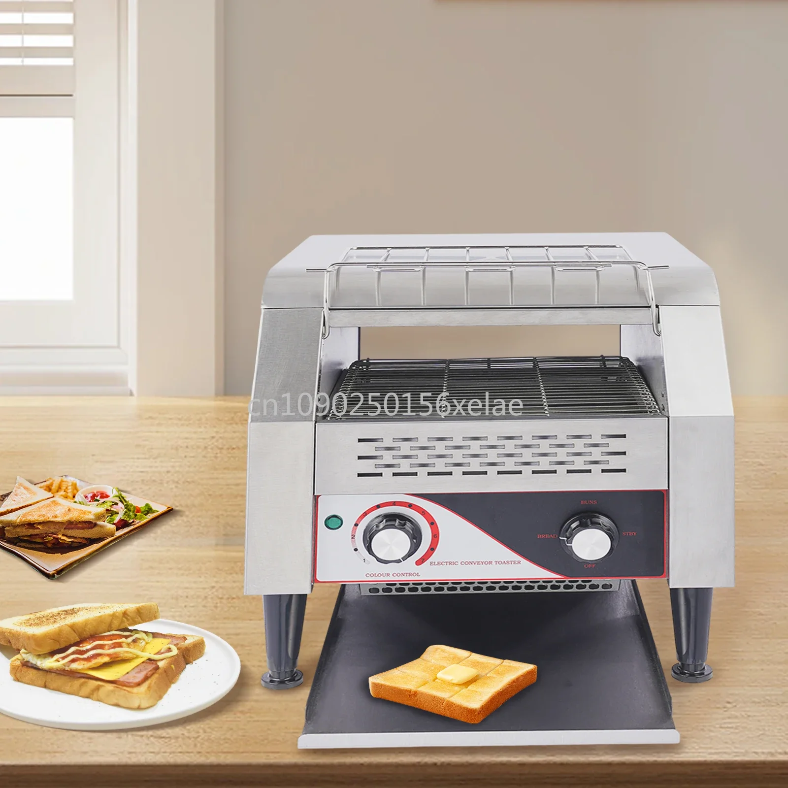 1.9KW Commercial Toaster Stainless Steel Restaurant Toaster Heavy-Duty Conveyor Bagel Toasters Oven US For Buffet 110V 300Pcs/H