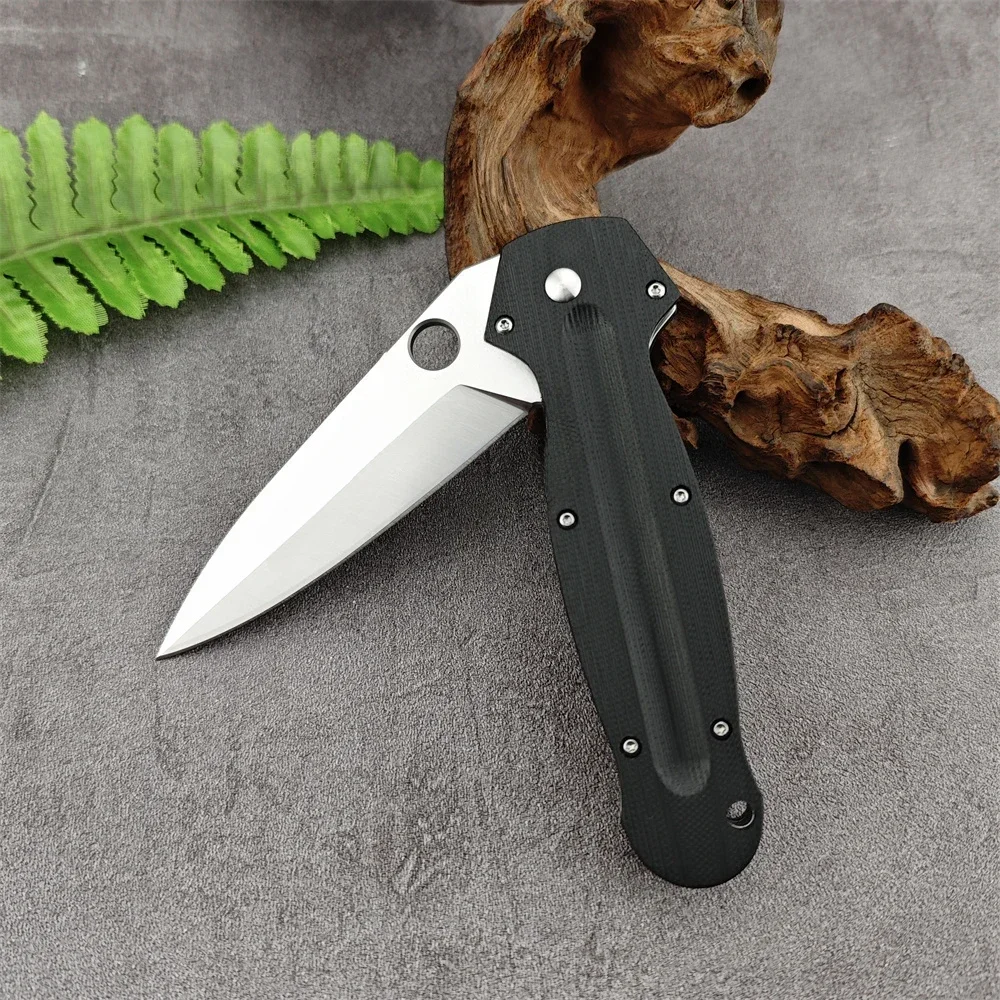 

C215 Tactical Pocket Folding Knife D2 Double-edged Blade Black G10 Handle EDC Outdoor Wilderness Combat Knife Survival Knife