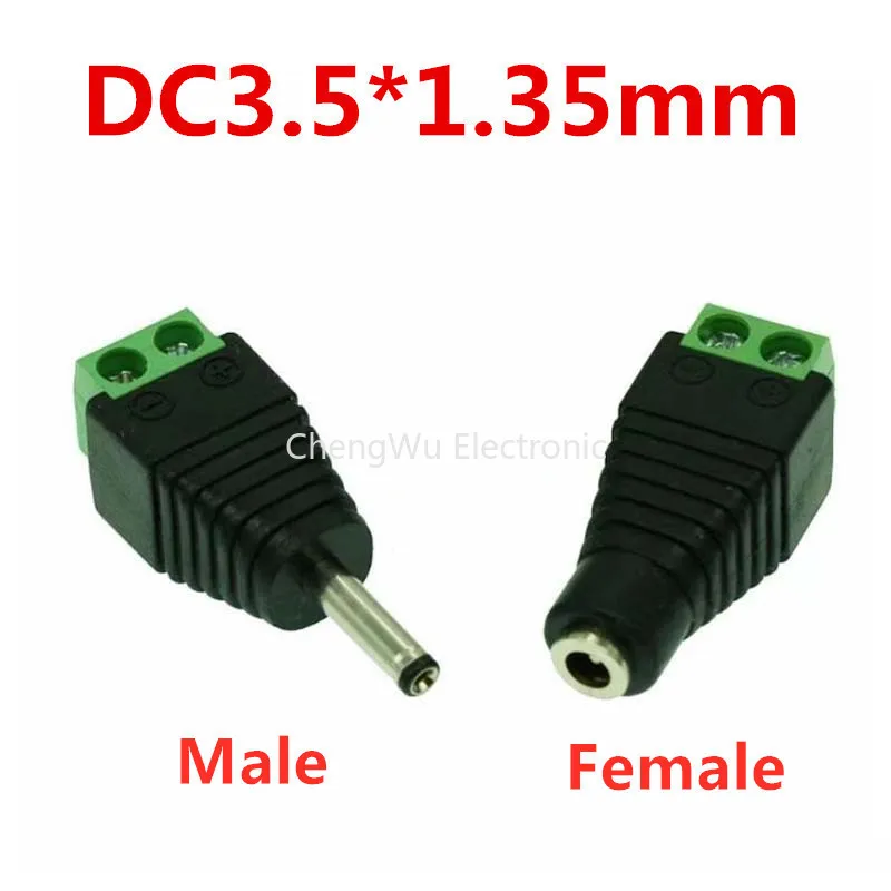 2Pcs DC Connector 3.5mm X 1.35mm Jack Socket Male and Female LED Adapter for CCTV Power Convert LED Strip Light Connection