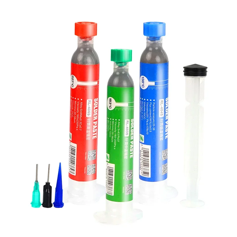 

RELIFE 138℃/183℃/227℃ BGA Tin Soldering Paste Lead-Free Low/Medium/High Temperature Solder Paste PCB Repair Syringe Welding Flux