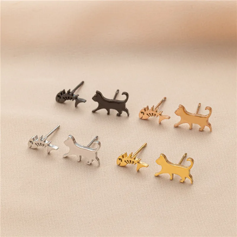 Lovely Dog Cat Earrings Women Multiple Stainless Steel Earings Fashion Jewelry Dachshunds Corgi Kitten Ear Studs Girl Funny Gift