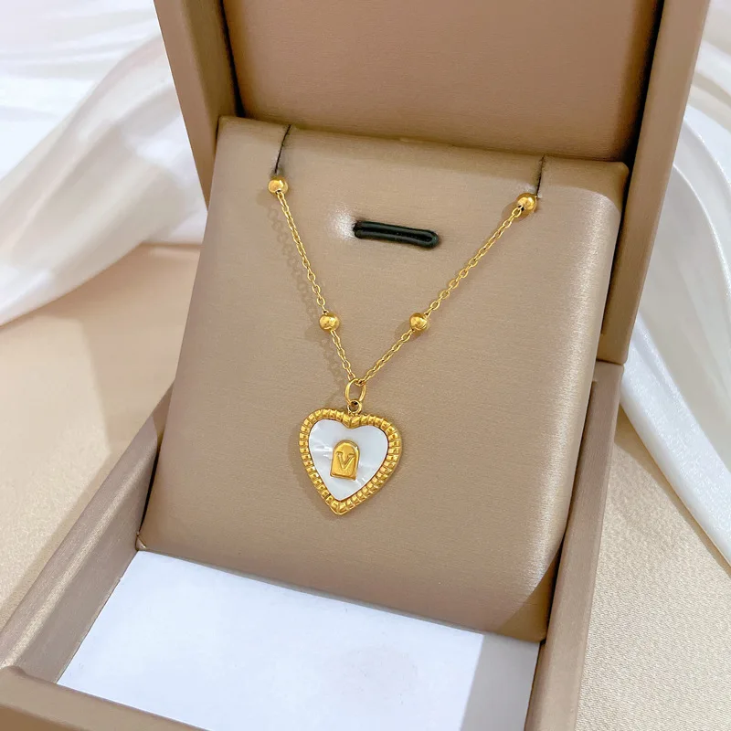 Titanium Steel Popular Elements Eersonality Minimalist Necklace Square Clover Heart-shaped Pendant female ins Clavicle Chain