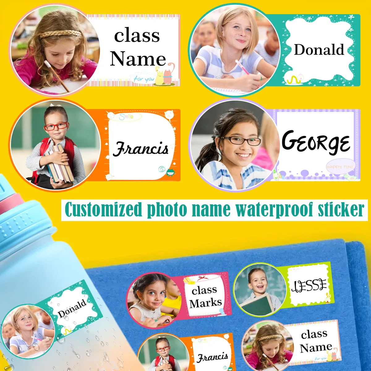 

Personalized kid name Stickers-Custom Children's Stickers for Water Bottles,Cups,and Children's school Stationery-Waterproof ZP1