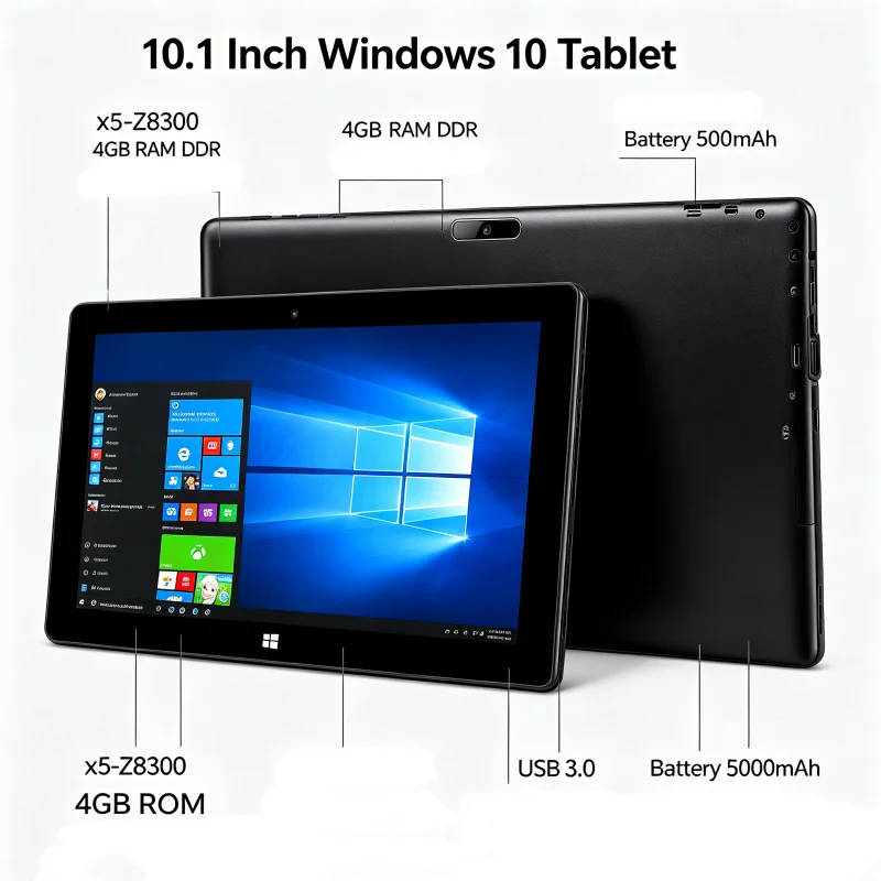 New Sales 64 Bit 10.1 Inch Tablet PC 4GB RAM 64GB ROM Windows 10 with Keyboard AR40 HDMI-Compatible 1920*1200 WIFI
