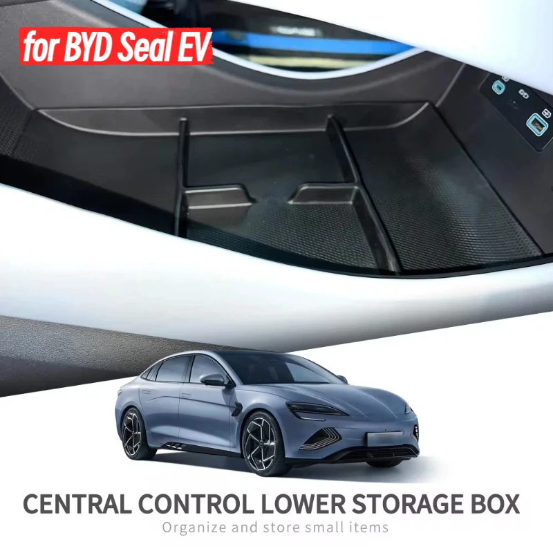 

for BYD Seal EV Central Armrest Lower Layer Storage Box TPE Car Center Console Tray Organizer Accessories