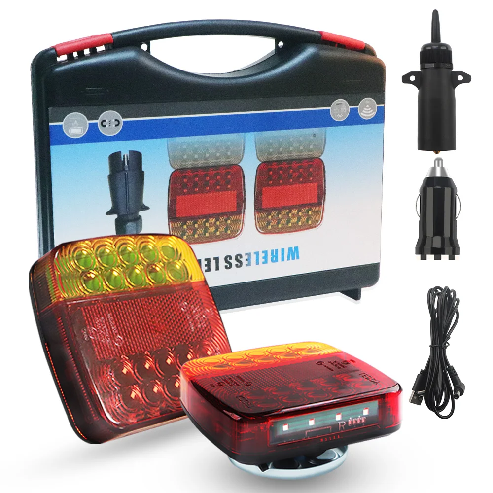 

1 комплект, магнитные беспроводные задние фонари для грузовиков, комплект стоп-сигналов, светодиодный рабочий фонарь, прикуриватель, светодиодный стробоскопический светильник для прицепов 12 В 24 В