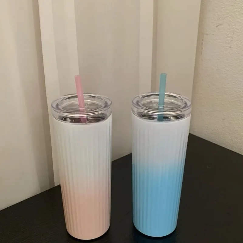

New 473ml fashionable mug, french fries gradient thermos, female 304 inner liner, high-quality thermos for both hot and cold