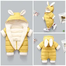 Girl snowsuit Jumpsuit Romper Autumn Baby Boy Winter clothing Overall for Children Infant Thicken kid Clothes Hooded coat