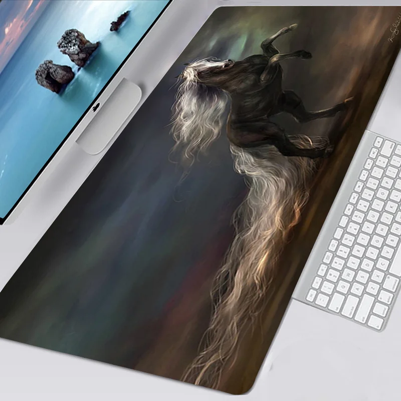 Mousepad New Custom Home Mouse Mat Keyboard Pad Nordic Style Horse Laptop Gamer Natural Rubber Soft Desktop Mouse Pad Table Mat