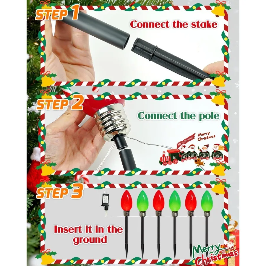 12 حزمة جامبو الأحمر والأخضر المكونات في C9 أضواء عيد الميلاد في الهواء الطلق LED أضواء المسار مقاوم للماء الفراولة ضوء عيد الميلاد ديكورا