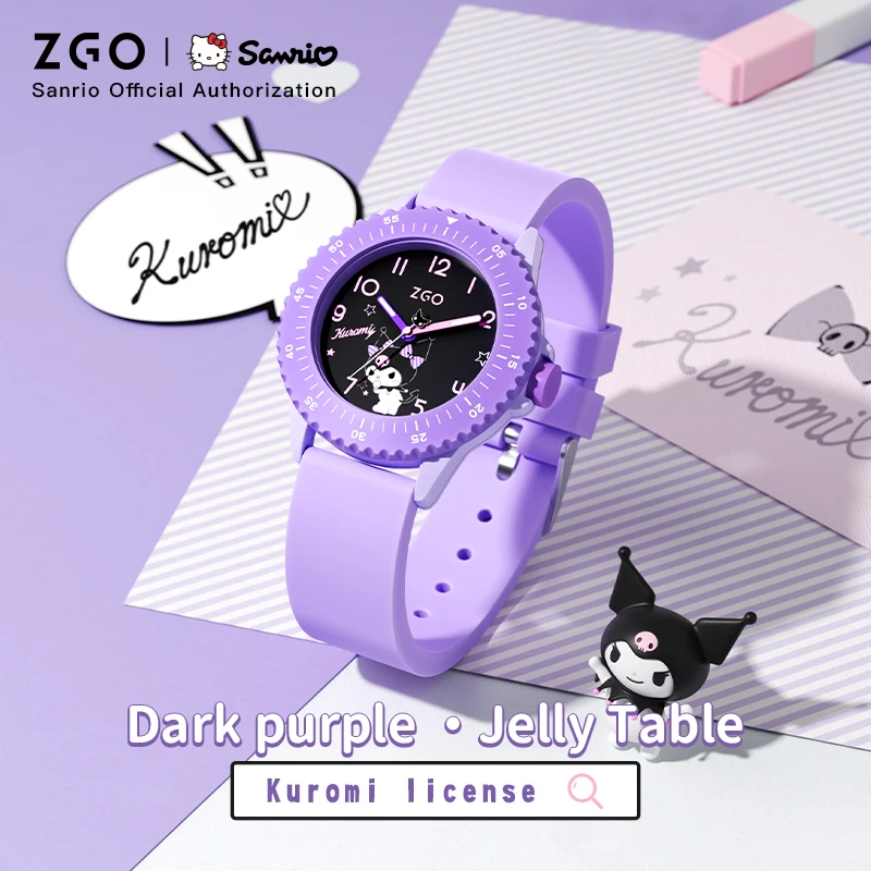 ZGO x Sanrio Kuromi kids watch for girls. Purple watch with design sense, waterproof quartz watch gift 2153