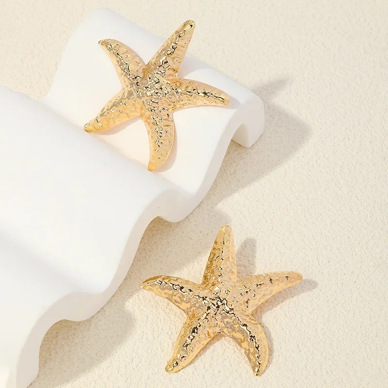 

Stud Earrings For Women Metal Geometric Texture Starfish Ear Accessories Party OL Holiday Gift Fashion Jewelry AE176