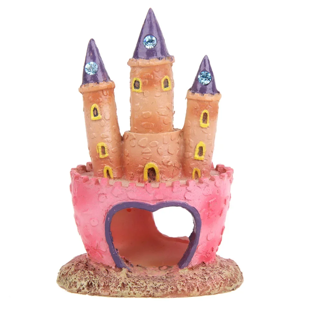 

Small Aquarium Cartoon Castle No Sharp Edges Cartoon Castle Decor Vivid Scenery Resin Villa Ornament for Home Garden Decoration