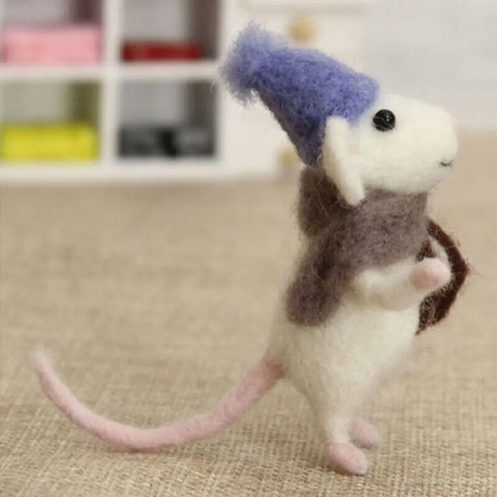 DIY Mouse Wool Felting Toy Doll Poked Needle Kit Package Wool Kits Non-Finished Handmade Material Bag - Detail 1