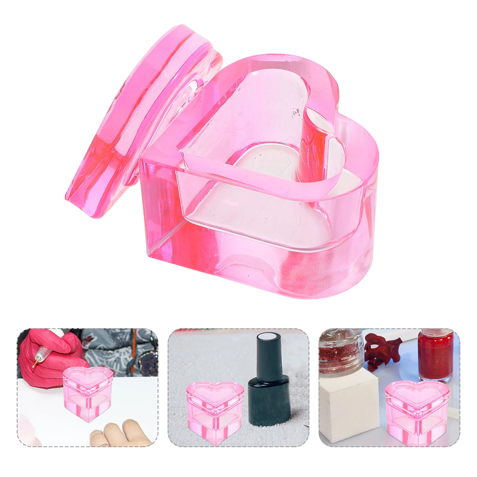 

Розовое хрустальное стекло в форме сердца, стильный органайзер для ногтей, держатель для жидкости для салона, товары для дома, органайзер для лака для ногтей