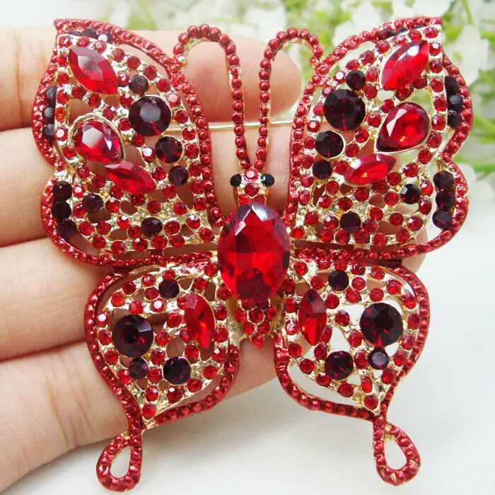 Zarte Schmetterling Strass Broschen für Frauen Schmetterling Insekt Retro Anhänger Brosche Pin rot Österreich Kristall Geschenk Brosche Pin