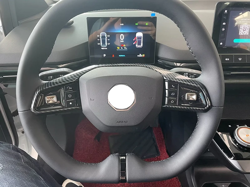 ل MG 3 MG3 2024 2025 2026 ألياف الكربون نمط عجلة القيادة غطاء لوحة الحافة إدراج شارة صب مقبلات #5