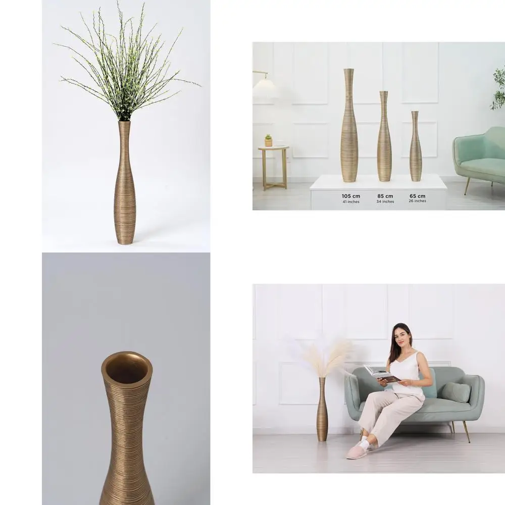 

Gold Resin Tall Floor Vase, 26 inches, Living Room Decorative Accent