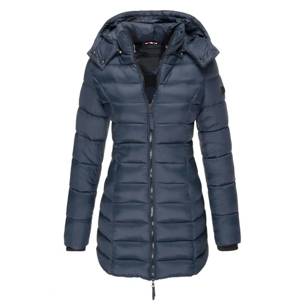 Manteau matelassé à capuche pour femme, veste en coton, manches côtelées, parkas rembourrées, style coréen, chaud, hiver