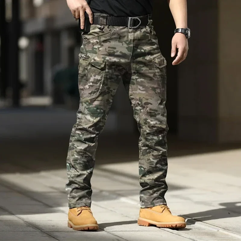 

Men Cross-Border Multi-Pocket Cargo Pants Straight-Leg Loose-Fit Spring Autumn Summer Pure Cotton Casual Long Pants tactical